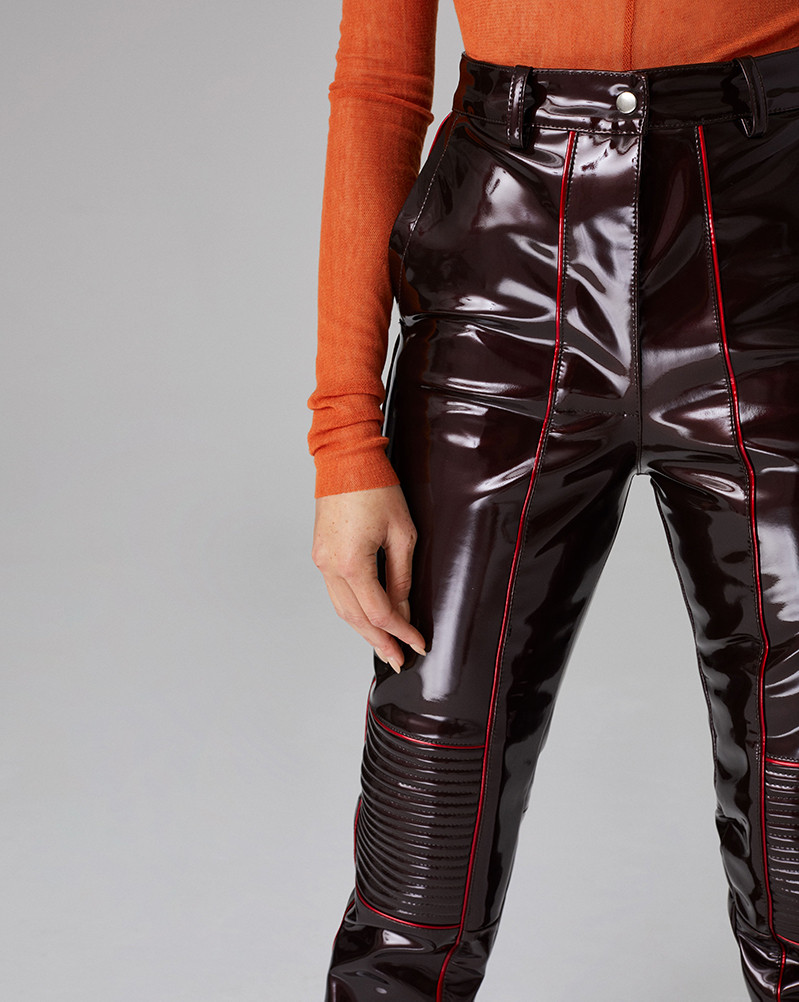 Burgundy PVC Motopant